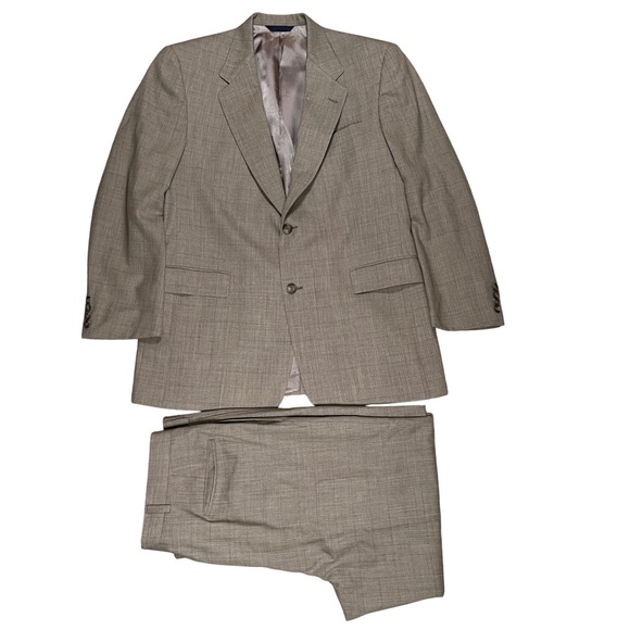 Burberry London Mens Brown Glen Plaid 2 Piece Suit Blazer Pants 45R 36x27 Tailor